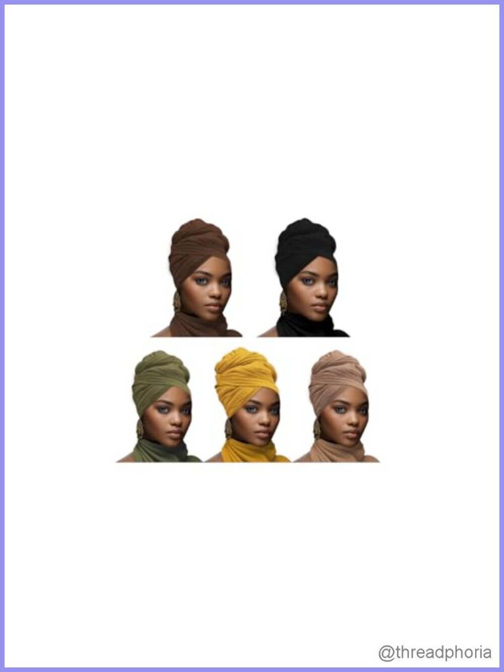 5 Pack Stretch Jersey Head Wraps Turban Scarves Women